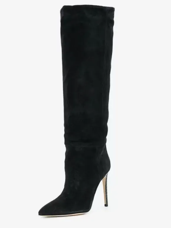 Bottes à Talons Hauts Femme en Cuir Synthétique avec Bout Rond Unicolore