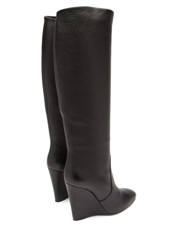 Bottes à Talons Hauts Femme en Cuir Synthétique avec Bout Rond Unicolore