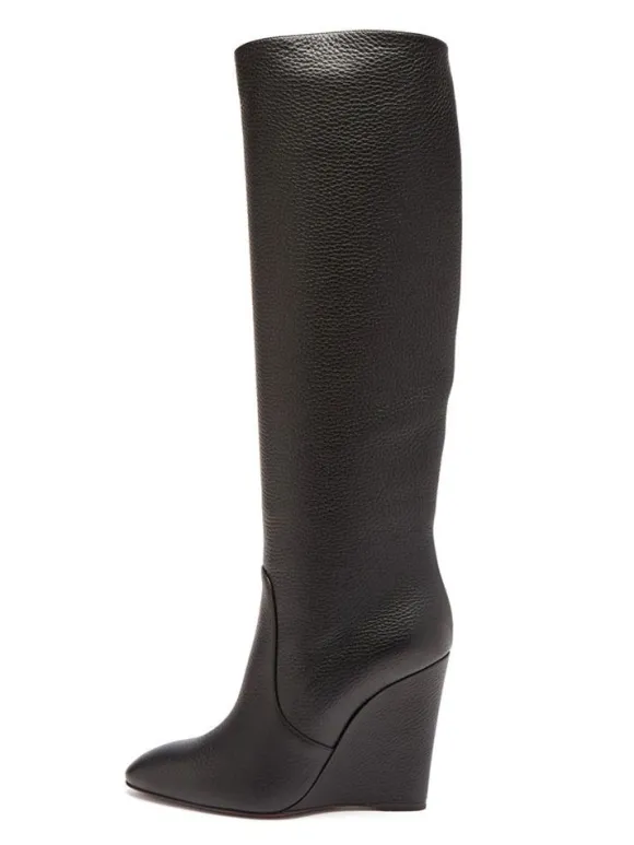 Bottes à Talons Hauts Femme en Cuir Synthétique avec Bout Rond Unicolore