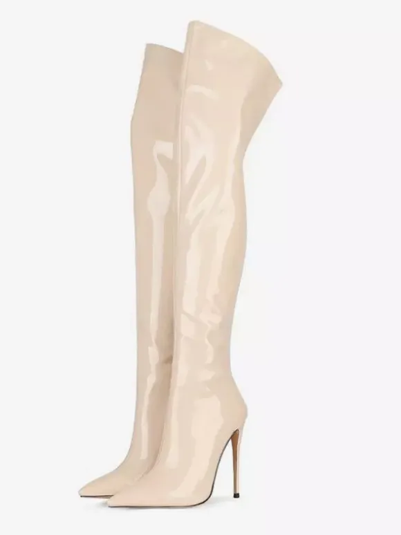Bottes à talons hauts pour femmes bout pointu fermeture éclair cuissardes