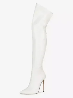 Bottes à talons hauts pour femmes bout pointu fermeture éclair cuissardes
