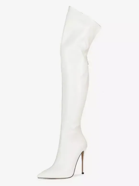 Bottes à talons hauts pour femmes bout pointu fermeture éclair cuissardes