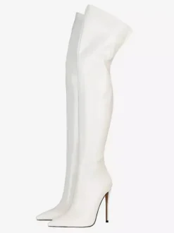 Bottes à talons hauts pour femmes bout pointu fermeture éclair cuissardes