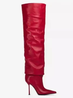 Bottes à talons hauts rouges à bout pointu Bottes hautes à bout pointu et souples