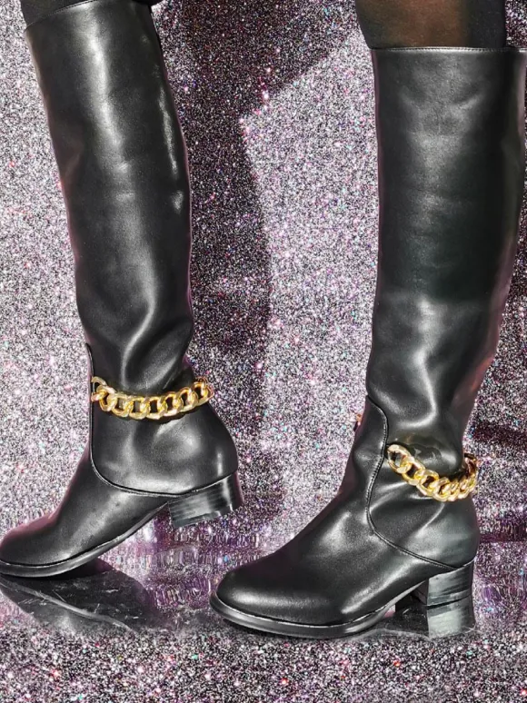 Bottes Au Genou En Cuir PU Pour Femmes