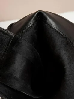 Bottes au Genou Noir Bout Rond Bretelles Réglables Flatforms Quotidien Décontracté Bottes pour Femmes