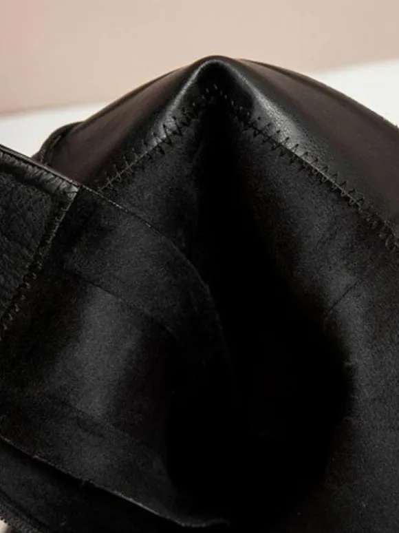 Bottes au Genou Noir Bout Rond Bretelles Réglables Flatforms Quotidien Décontracté Bottes pour Femmes