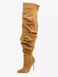 Bottes au-dessus du genou bottes hautes en denim bleu à bout pointu et à talons hauts