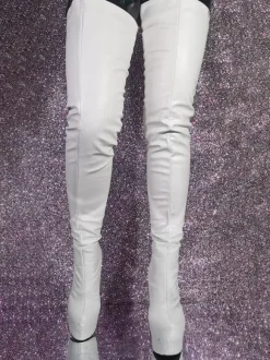 Bottes blanches sexy au-dessus du genou bottes hautes à talons aiguilles