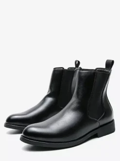 Bottes Chelsea classiques noires à enfiler pour homme bout pointu talons bas