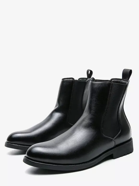 Bottes Chelsea classiques noires à enfiler pour homme bout pointu talons bas