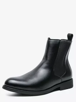 Bottes Chelsea classiques noires à enfiler pour homme bout pointu talons bas