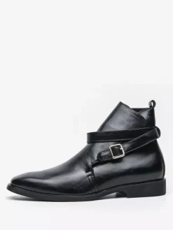 Bottes Chelsea pour hommes en cuir PU noir