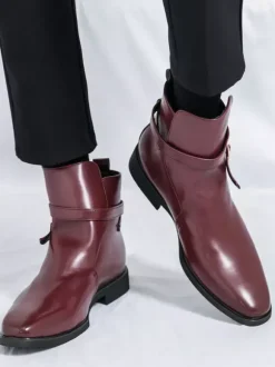 Bottes Chelsea pour hommes en cuir PU noir