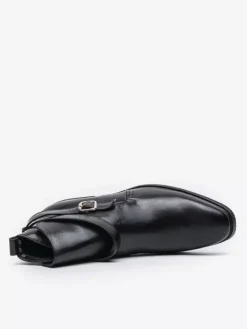 Bottes Chelsea pour hommes en cuir PU noir