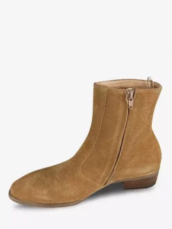 Bottes Chelsea pour hommes Bottines courtes à bout carré en cuir orange