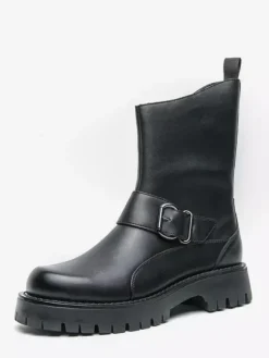 Bottes courtes pour hommes semelle épaisse boucle en acier chaussures en cuir avec semelle antidérapante chaussures décontractées et robustes