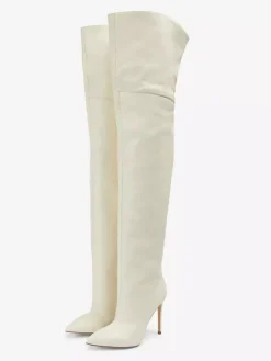 Bottes cuissardes grandes tailles à bout pointu et talons hauts