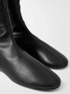 Bottes cuissardes marron à bout rond et plates