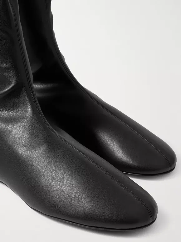 Bottes cuissardes marron à bout rond et plates