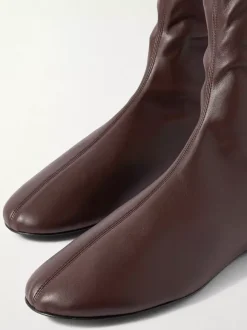 Bottes cuissardes marron à bout rond et plates