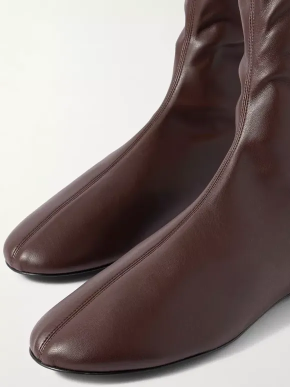 Bottes cuissardes marron à bout rond et plates