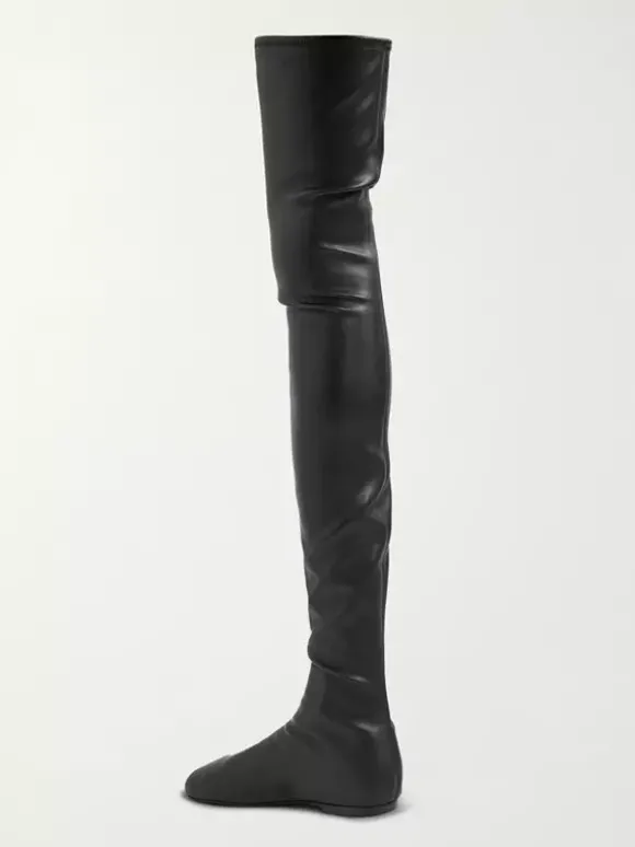 Bottes cuissardes marron à bout rond et plates