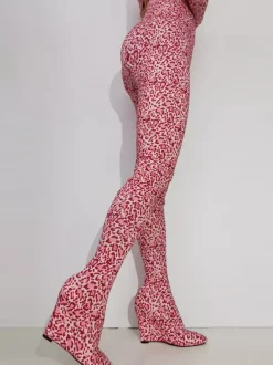 Bottes Cuissardes Pantalon Imprimées Talon Compensé Femme Sexy