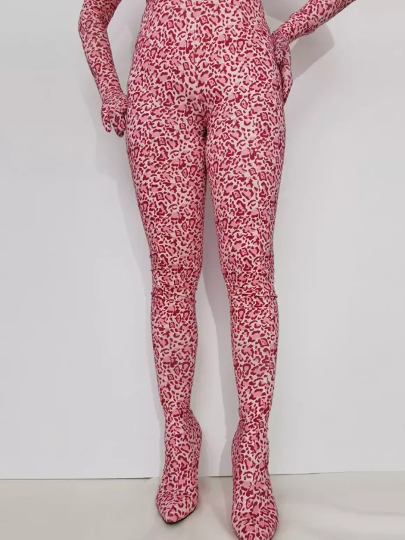 Bottes Cuissardes Pantalon Imprimées Talon Compensé Femme Sexy