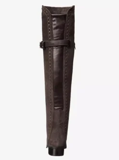 Bottes cuissardes plates cloutées à bout rond pour femmes