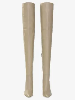 Bottes cuissardes pour femmes couleur unie bout pointu talon épais cuissardes