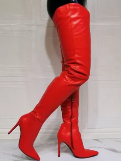 Bottes cuissardes sexy à talon aiguille pour femmes