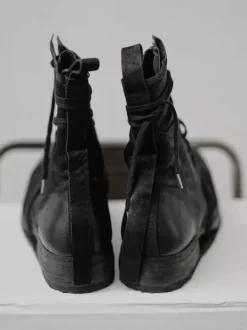 Bottes de combat noires pour hommes bottines à lacets à bout rond