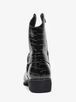 Bottes de cowboy à imprimé crocodile pour hommes bottes courtes à bout pointu et à talon bas