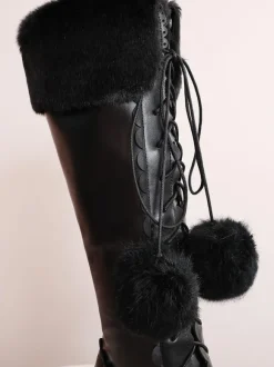 Bottes de lolita avec noeud à talons épais Déguisements Halloween