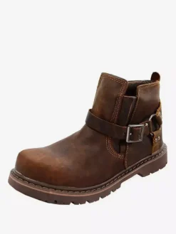Bottes de travail pour hommes Chelsea Boots en cuir de vachette classique marron café bottines courtes