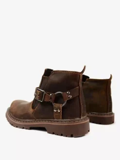 Bottes de travail pour hommes Chelsea Boots en cuir de vachette classique marron café bottines courtes