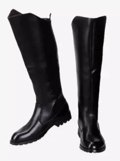 Bottes d'équitation noires pour hommes bout rond style militaire