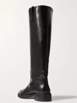 Bottes d'équitation noires pour femmes bottes plates à bout rond et hauteur genou