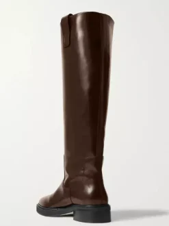 Bottes d'équitation noires pour femmes bottes plates à bout rond et hauteur genou