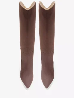 Bottes en daim au genou Bottes hautes à talons hauts et bout pointu