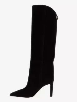 Bottes en daim au genou Bottes hautes à talons hauts et bout pointu