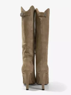 Bottes en daim au genou Bottes hautes à talons hauts et bout pointu