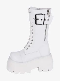 Bottes gothiques Lolita en cuir PU à bout rond chaussures Lolita noires