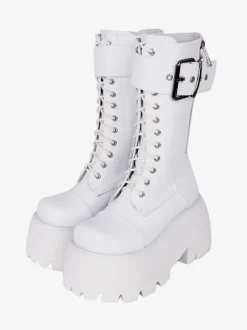 Bottes gothiques Lolita en cuir PU à bout rond chaussures Lolita noires