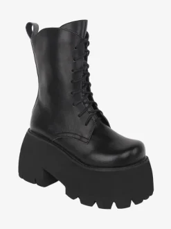 Bottes gothiques épaisses Lolita en cuir PU à bout rond chaussures Lolita blanches