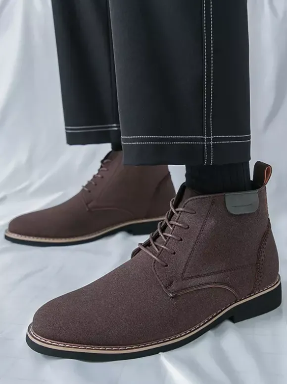 Bottes habillées pour hommes bottines à lacets en cuir suédé