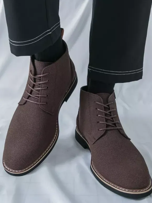 Bottes habillées pour hommes bottines à lacets en cuir suédé