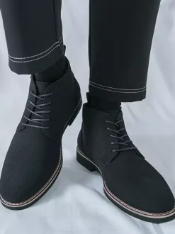 Bottes habillées pour hommes bottines à lacets en cuir suédé