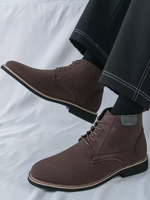 Bottes habillées pour hommes bottines à lacets en cuir suédé